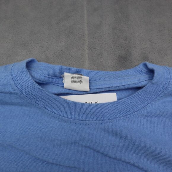 Gildan Shirt Mens M Blue Long Sleeve Graphic Print Activewear Pullover T Shirt - Picture 8 of 16